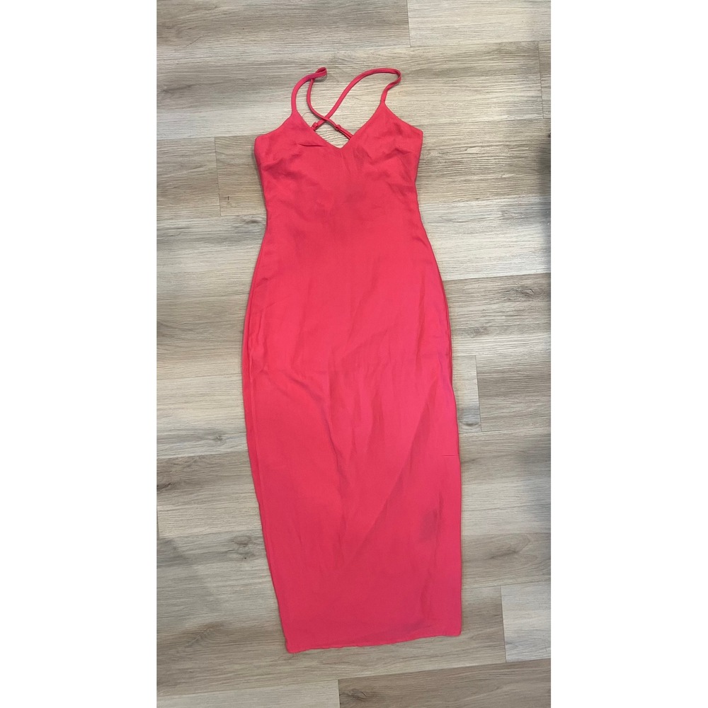 Forever21 Long Pink Thin Strap Dress Cross Strap Size Small